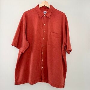 Old Navy Orange Linen Blend Short Sleeve Button Down Shirt Men's Sz‎ XL